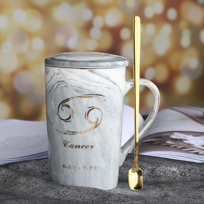 Ceramic water cup with lid spoon