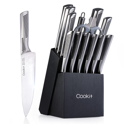 15-Piece Kitchen Knife Set with Block & Accessories