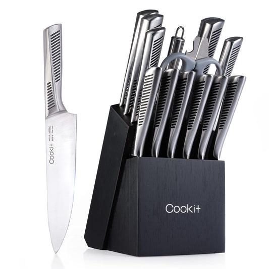 15-Piece Kitchen Knife Set with Block & Accessories