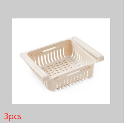 Telescopic Refrigerator Storage Basket and Freshness Preservation Rack