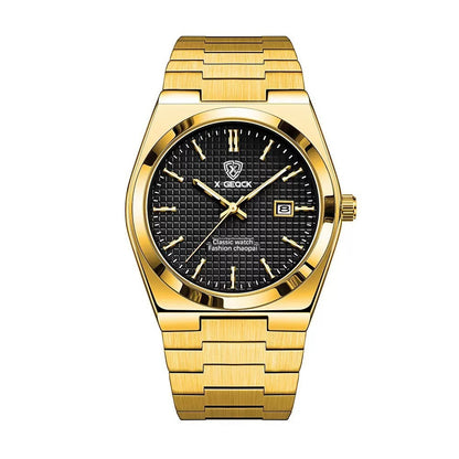 Men's Watch Quartz Simple Fashion Wrist Watch Steel Belt Waterproof Calendar Genuine Goods