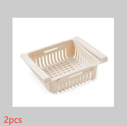 Telescopic Refrigerator Storage Basket and Freshness Preservation Rack