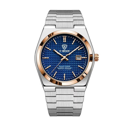 Men's Watch Quartz Simple Fashion Wrist Watch Steel Belt Waterproof Calendar Genuine Goods