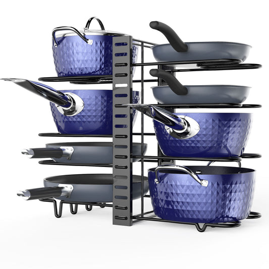 8-Tier Adjustable Pot and Pan Organizer Rack
