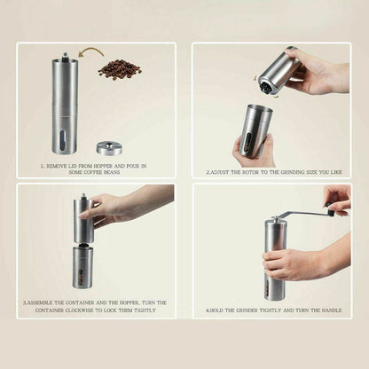 Hand Crank Stainless Steel Burr Coffee Grinder