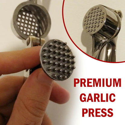 Stainless Steel Garlic Press, Crusher, and Peeler