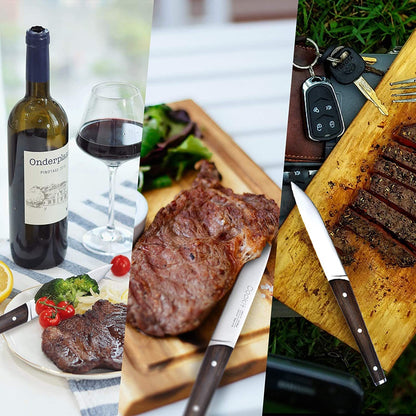 6-Piece Serrated Steak Knife Set with Wooden Handles