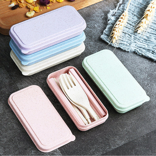 Household Portable Folding Wheat Straw Tableware