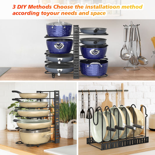 8-Tier Adjustable Pot and Pan Organizer Rack