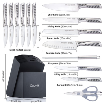15-Piece Kitchen Knife Set with Block & Accessories