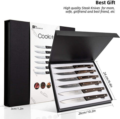 6-Piece Serrated Steak Knife Set with Wooden Handles