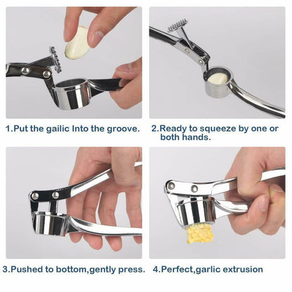 Stainless Steel Garlic Press, Crusher, and Peeler